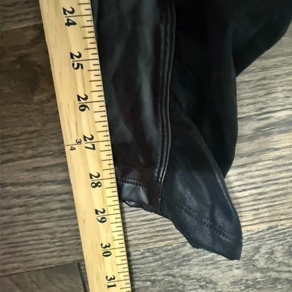 Maniere De Voir Black Vegan Leather Mesh Ruched Pants New See Measurements